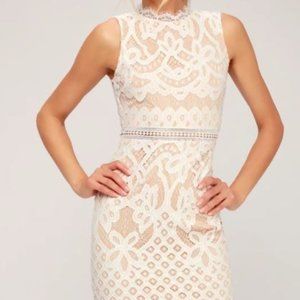 NWT Lulu's White/Cream Lace Midi Dress